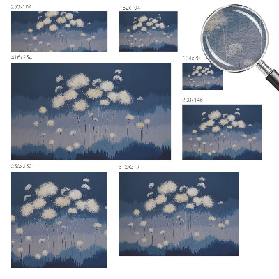Wall mural for living room with a white dandelion design