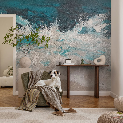 Bedroom wall mural wallpaper with an ocean waves design
