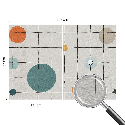 Large wall mural with a pattern of colored circles
