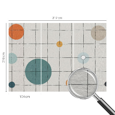 Large wall mural with a pattern of colored circles