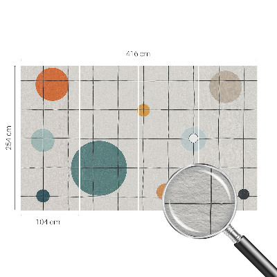 Large wall mural with a pattern of colored circles