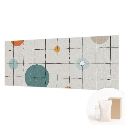Large wall mural with a pattern of colored circles