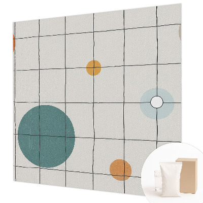 Large wall mural with a pattern of colored circles