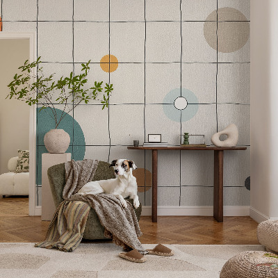 Large wall mural with a pattern of colored circles