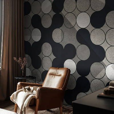 Large wallpaper mural with a geometric circles pattern