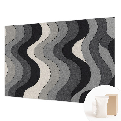 Large wall mural wallpaper with a gray wave pattern