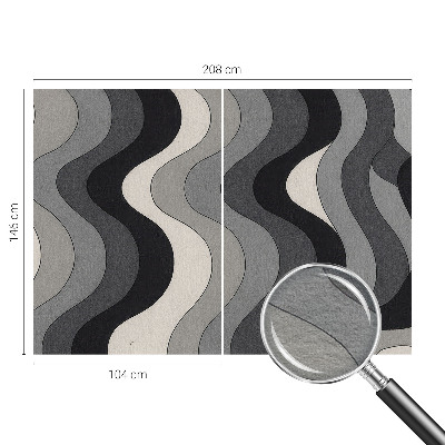 Large wall mural wallpaper with a gray wave pattern