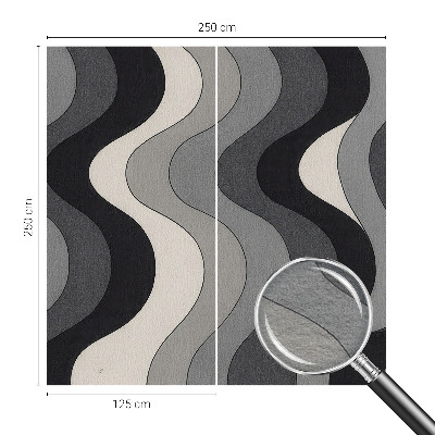 Large wall mural wallpaper with a gray wave pattern