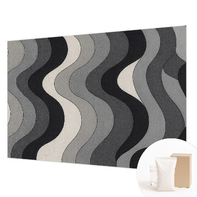 Large wall mural wallpaper with a gray wave pattern