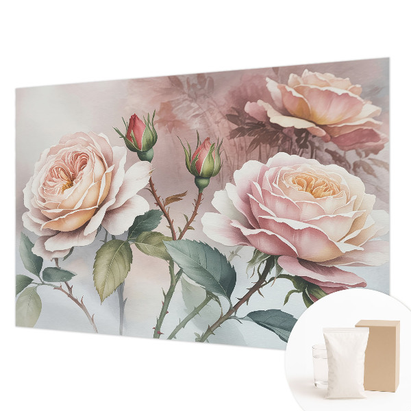 Modern wall mural with a pastel rose pattern