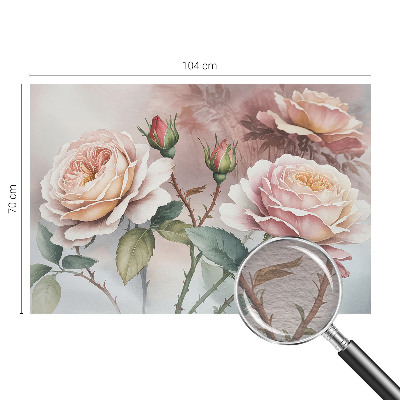 Modern wall mural with a pastel rose pattern