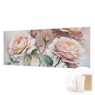 Modern wall mural with a pastel rose pattern