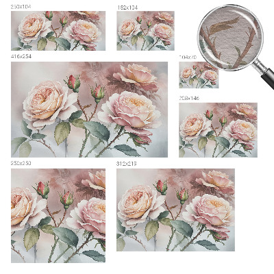 Modern wall mural with a pastel rose pattern