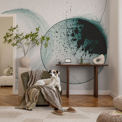 High quality photo wallpaper with a green circles pattern