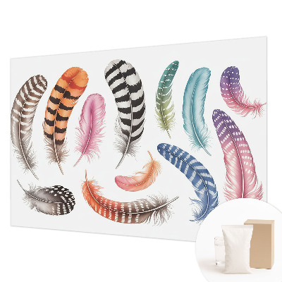 Premium photo wallpaper with a pastel feather pattern