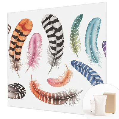 Premium photo wallpaper Pastel feathers