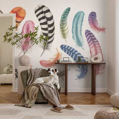 Premium photo wallpaper with a pastel feather pattern