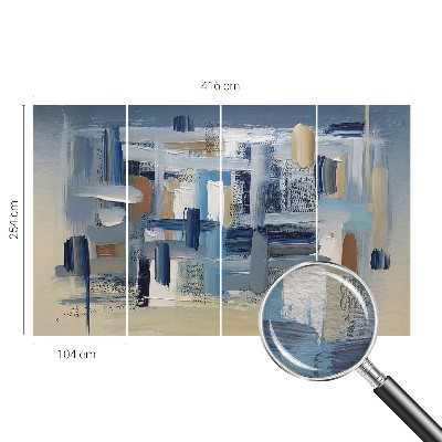 Decorative wall mural for living room with abstract brushstroke design