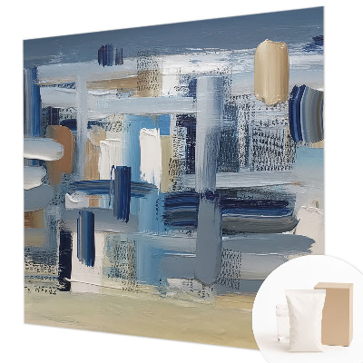 Decorative wall mural for living room with abstract brushstroke design