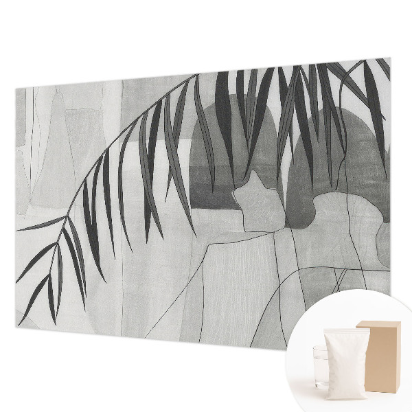 Non-woven wall mural with an abstract palm tree design