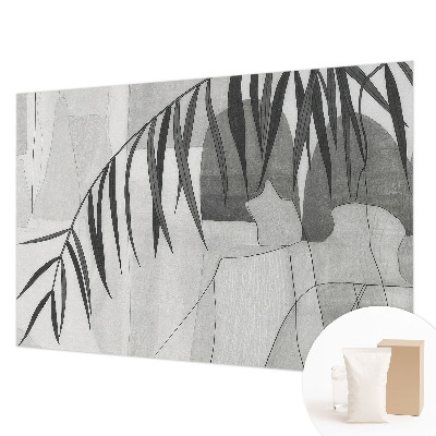 Non-woven wall mural with an abstract palm tree design