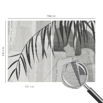 Non-woven wall mural with an abstract palm tree design