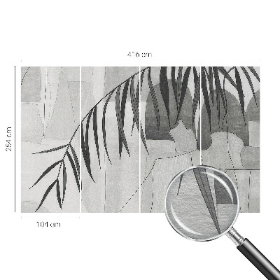 Non-woven wall mural with an abstract palm tree design
