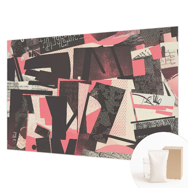 Non-woven photo wallpaper with a geometric collage design
