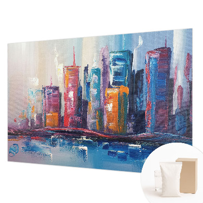 Wallpaper mural with a colorful city design