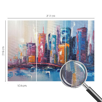 Wallpaper mural with a colorful city design