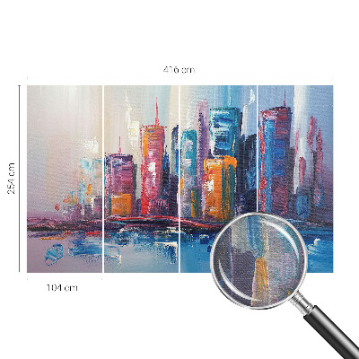 Wallpaper mural with a colorful city design