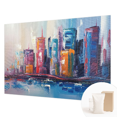 Wallpaper mural with a colorful city design