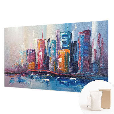 Wallpaper mural with a colorful city design