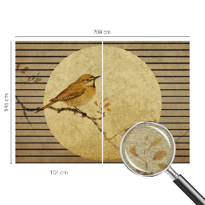 Wall mural for bedroom with a harmony bird design