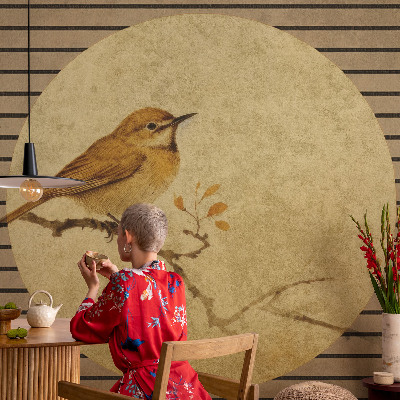 Wall mural for bedroom with a harmony bird design