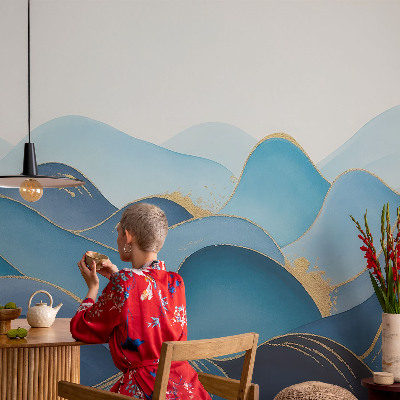 Bedroom wall mural wallpaper with a rolling landscape design
