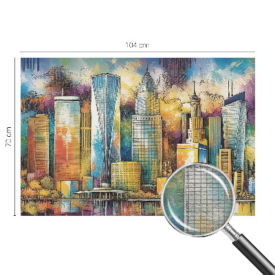 Large wallpaper mural with a city panorama design
