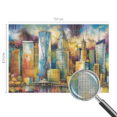 Large wallpaper mural with a city panorama design