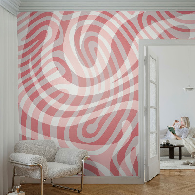 Large wall mural with wavy line pattern