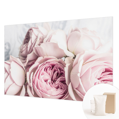 Custom size wall mural with a pink rose design