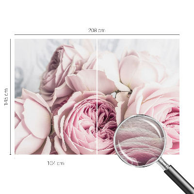 Custom size wall mural with a pink rose design