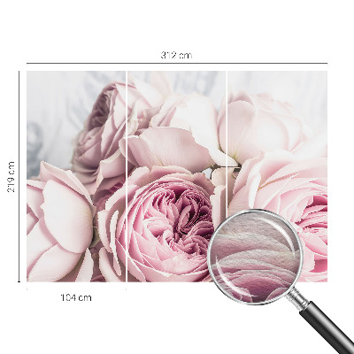 Custom size wall mural with a pink rose design