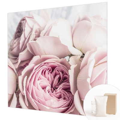 Custom size wall mural with a pink rose design