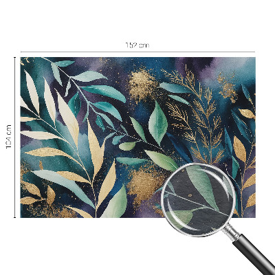 Modern wall mural with a botanical leaves design