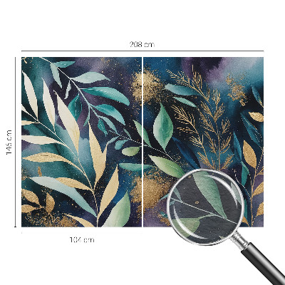 Modern wall mural with a botanical leaves design