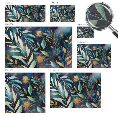 Modern wall mural with a botanical leaves design