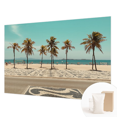 High quality wall mural wallpaper with a palm tree beach design