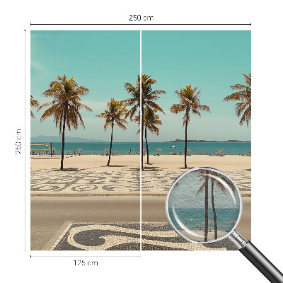 High quality wall mural wallpaper with a palm tree beach design