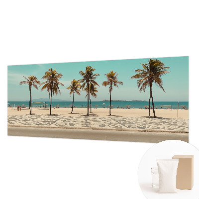 High quality wall mural wallpaper with a palm tree beach design