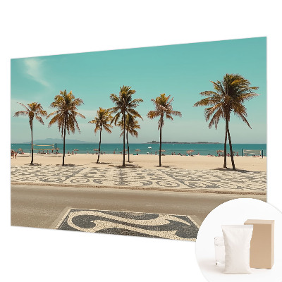 High quality wall mural wallpaper with a palm tree beach design